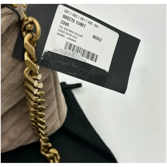 Women's Saint Laurent Ysl quilted medium suede shoulder Bag made in Italy - Picture 5 of 10